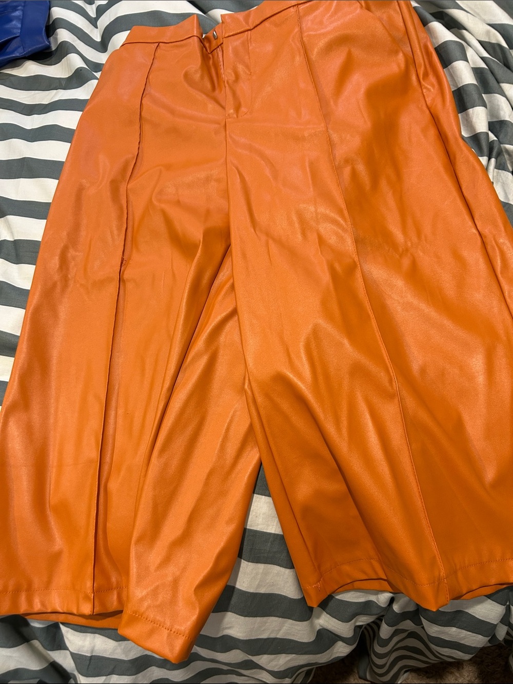 Orange Faux Leather women’s capris